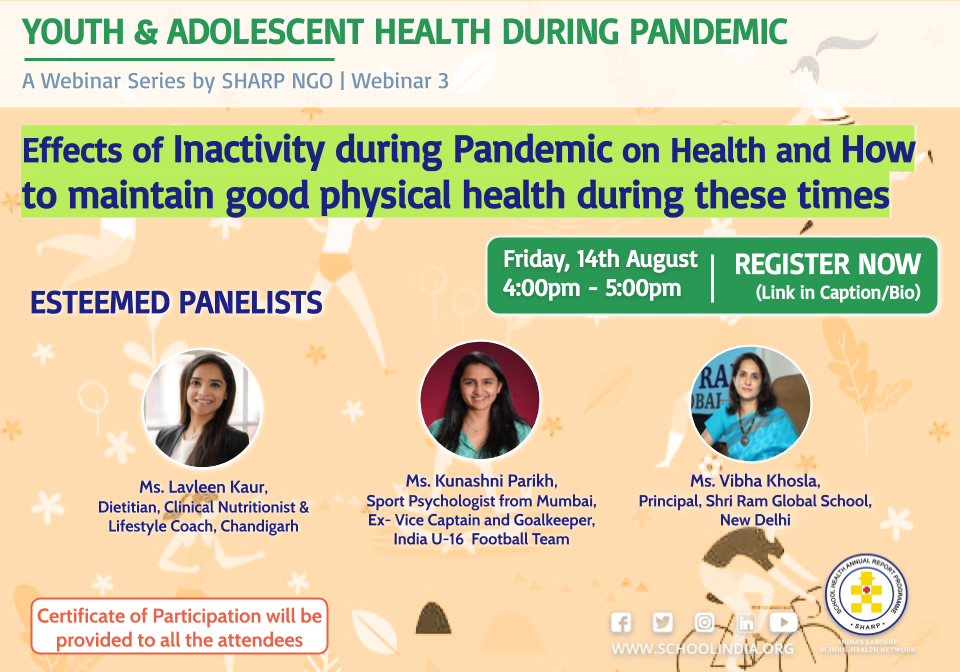 SHARP webinar poster - Inactivity during the Pandemic - Kunashni Parikh