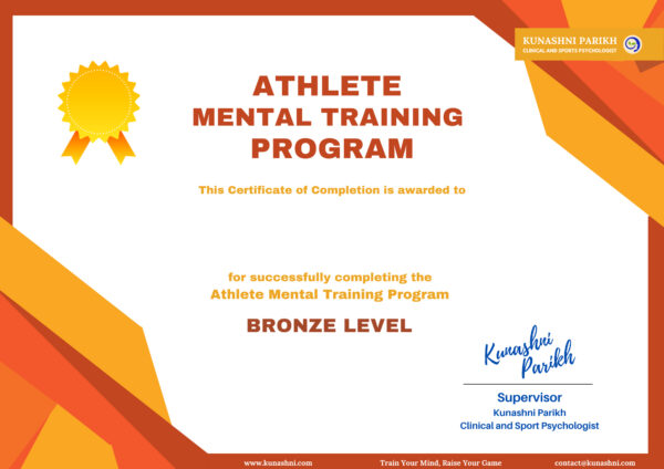 Certificate - Bronze - Athlete Mental Training Program - A4 - Landscape